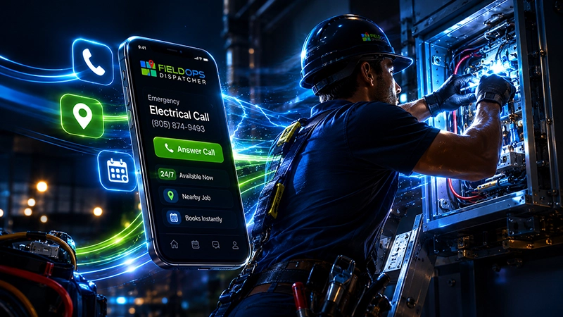 Electrician on the job — FieldOps AI answers calls while you work