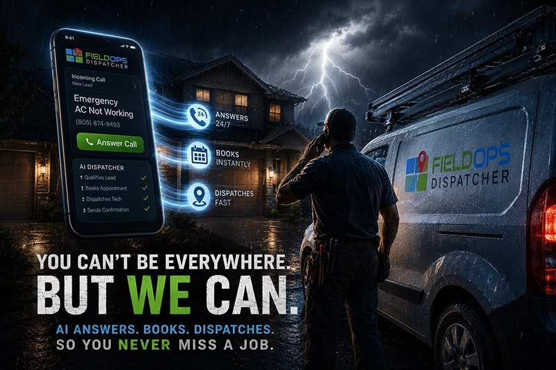 HVAC technician on the job — FieldOps AI answers calls while you work