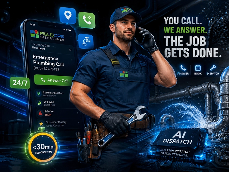 Plumber on the job — FieldOps AI answers calls while you work